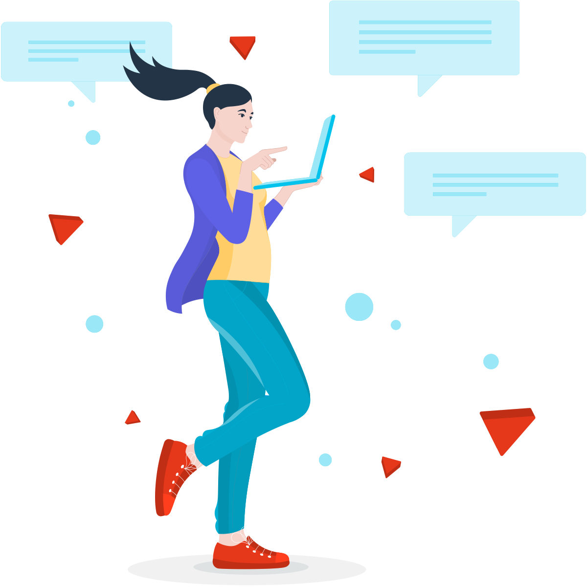 A woman writing ideas and learning on her laptop